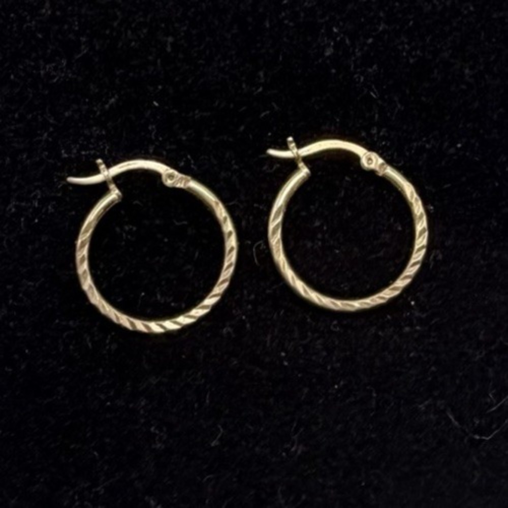Stylish Gold Tone Sterling Silver 925 Italian Hoop Earrings